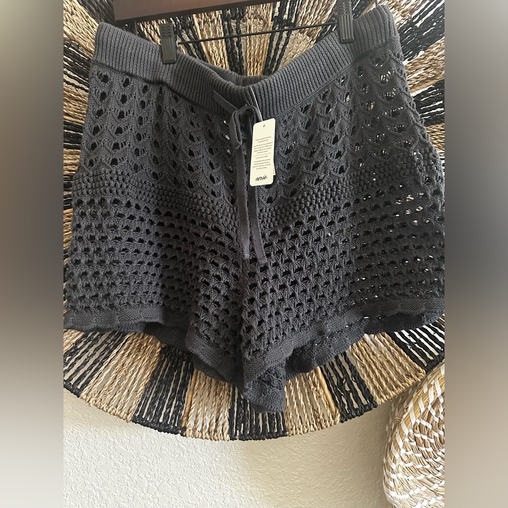 NWT, Aerie Black Crochet Women Shorts, 100% Cotton